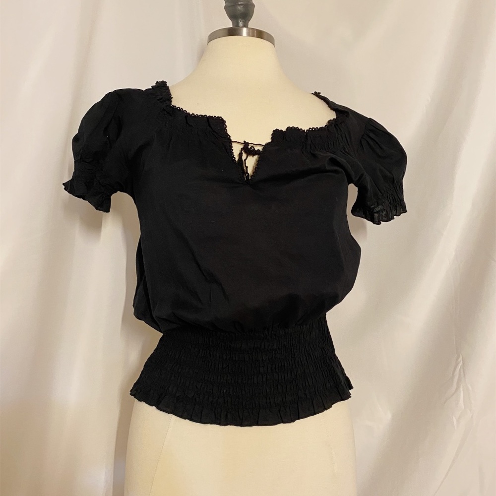 Black Ruffle Blouse